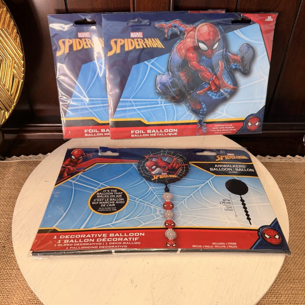 3pk Spider-Man Birthday Foil Balloons Airwalker Walking Balloon And Reg Foil